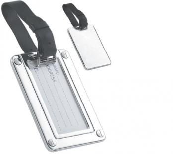 Luxury Silver Luggage Tag with Leather Strap